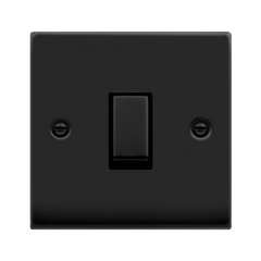 Matt Black - Black Inserts Matt Black 10A 1 Gang Intermediate Ingot Light Switch - Black Trim