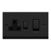 Matt Black - Black Inserts Matt Black Cooker Control Ingot 45A With 13A Switched Plug Socket - Black Trim