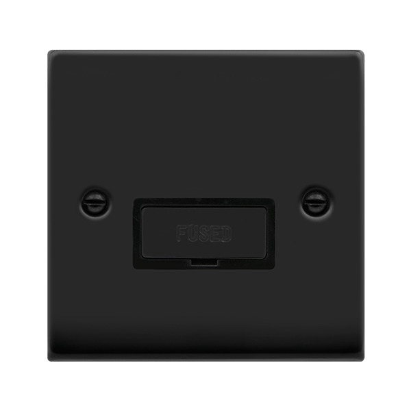 Matt Black - Black Inserts Matt Black 13A Fused Ingot Connection Unit - Black Trim