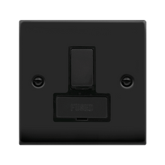 Matt Black - Black Inserts Matt Black 13A Fused Ingot Connection Unit Switched - Black Trim