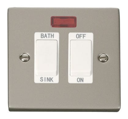 Pearl Nickel - White Inserts Pearl Nickel 20A DP Sink/bath Switch - White Trim