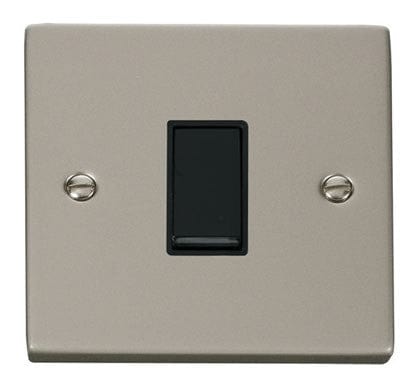 Pearl Nickel - Black Inserts Pearl Nickel 10A 1 Gang Intermediate Light Switch - Black Trim