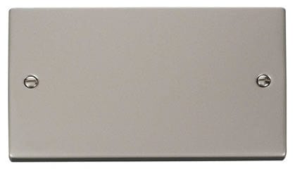 Pearl Nickel - White Inserts Pearl Nickel 2 Gang Blank Plate