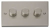 Pearl Nickel - Black Inserts Pearl Nickel 3 Gang 2 Way LED 100W Trailing Edge Dimmer Light Switch