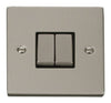 Pearl Nickel - Black Inserts Pearl Nickel 10A 2 Gang 2 Way Ingot Light Switch - Black Trim