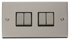 Pearl Nickel - Black Inserts Pearl Nickel 10A 4 Gang 2 Way Ingot Light Switch - Black Trim