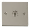 Pearl Nickel - White Inserts Pearl Nickel 1 Gang 2 Way 10AX Toggle Light Switch