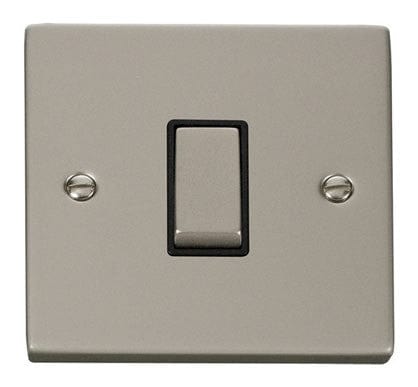 Pearl Nickel - Black Inserts Pearl Nickel 10A 1 Gang Intermediate Ingot Light Switch - Black Trim