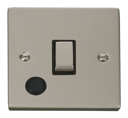 Pearl Nickel - Black Inserts Pearl Nickel 1 Gang 20A Ingot DP Switch With Flex - Black Trim