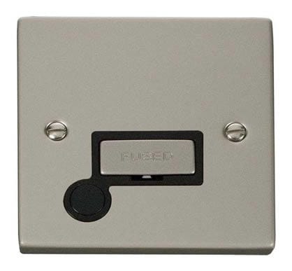 Pearl Nickel - Black Inserts Pearl Nickel 13A Fused Ingot Connection Unit With Flex - Black Trim