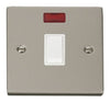 Pearl Nickel - White Inserts Pearl Nickel 1 Gang 20A DP Switch With Neon - White Trim