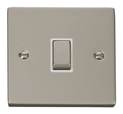 Pearl Nickel - White Inserts Pearl Nickel 1 Gang 20A Ingot DP Switch - White Trim