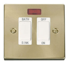 Satin Brass - White Inserts Satin Brass 20A DP Sink/bath Switch - Whitev