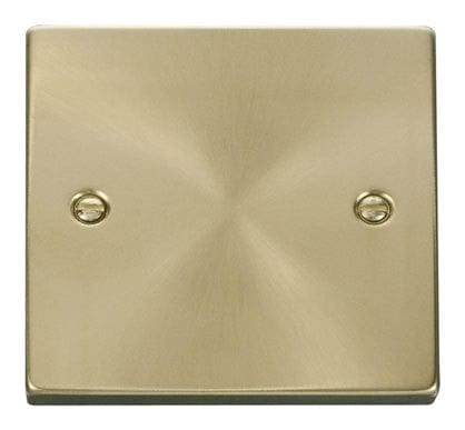 Satin Brass - Black Inserts Satin Brass 1 Gang Blank Plate