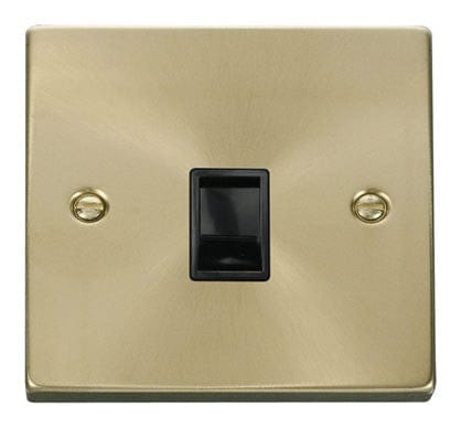 Satin Brass - Black Inserts Satin Brass Rj11 Socket - Black Trim