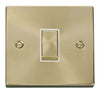 Satin Brass - White Inserts Satin Brass 10A 1 Gang 2 Way Ingot Light Switch - White Trim