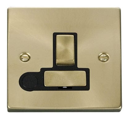 Satin Brass - Black Inserts Satin Brass 13A Fused Ingot Connection Unit Switched With Flex - Black Trim