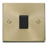 Satin Brass - Black Inserts Satin Brass 1 Gang 20A DP Switch - Black Trim