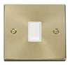 Satin Brass - White Inserts Satin Brass 1 Gang 20A DP Switch - White Trim