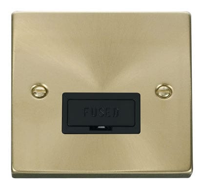 Satin Brass - Black Inserts Satin Brass 13A Fused Connection Unit - Black Trim