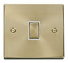 Satin Brass - White Inserts Satin Brass 1 Gang 20A Ingot DP Switch - White Trim