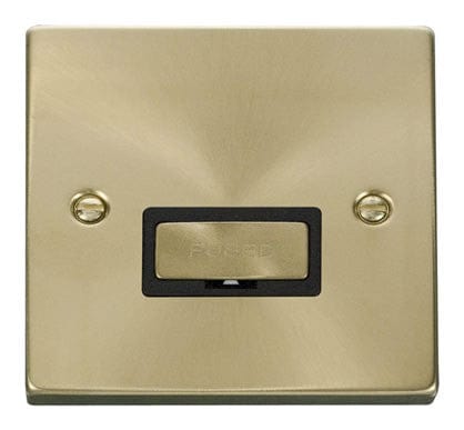 Satin Brass - Black Inserts Satin Brass 13A Fused Ingot Connection Unit - Black Trim