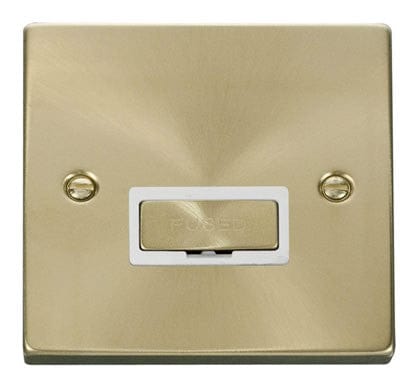 Satin Brass - White Inserts Satin Brass 13A Fused Ingot Connection Unit - White Trim