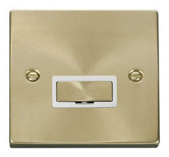 Satin Brass - White Inserts Satin Brass 13A Fused Ingot Connection Unit - White Trim