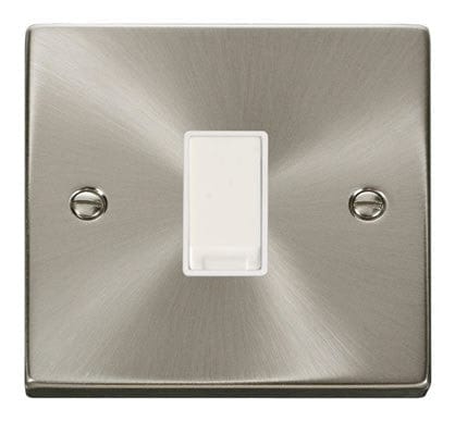 Satin Chrome - White Inserts Satin Chrome 10A 1 Gang 2 Way Light Switch - White Trim