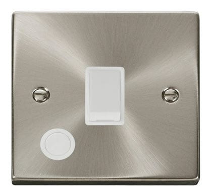 Satin Chrome - White Inserts Satin Chrome 1 Gang 20A DP Switch With Flex - White Trim