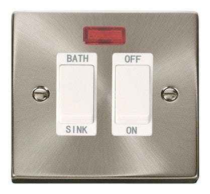 Satin Chrome - White Inserts Satin Chrome 20A DP Sink/bath Switch - White Trim