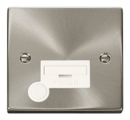 Satin Chrome - White Inserts Satin Chrome 13A Fused Connection Unit With Flex - White Trim