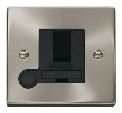 Satin Chrome - Black Inserts Satin Chrome 13A Fused Connection Unit Switched With Flex - Black Trim