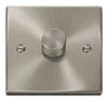 Satin Chrome - Black Inserts Satin Chrome 1 Gang 2 Way LED 100W Trailing Edge Dimmer Light Switch