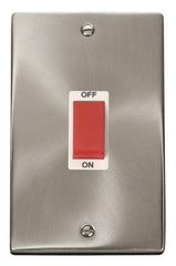 Satin Chrome - White Inserts Satin Chrome 2 Gang Size 45A Switch - White Trim