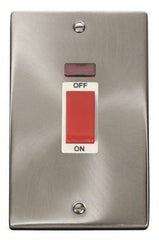 Satin Chrome - White Inserts Satin Chrome 2 Gang Size 45A Switch With Neon - White Trim