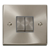 Satin Chrome - Black Inserts Satin Chrome 10A 2 Gang 2 Way Ingot Light Switch - Black Trim