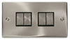 Satin Chrome - Black Inserts Satin Chrome 10A 4 Gang 2 Way Ingot Light Switch - Black Trim