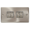 Satin Chrome - Black Inserts Satin Chrome 10A 4 Gang 2 Way Ingot Light Switch - Black Trim