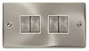 Satin Chrome - White Inserts Satin Chrome 10A 4 Gang 2 Way Ingot Light Switch - White Trim