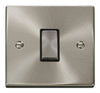 Satin Chrome - Black Inserts Satin Chrome 10A 1 Gang Intermediate Ingot Light Switch - Black Trim