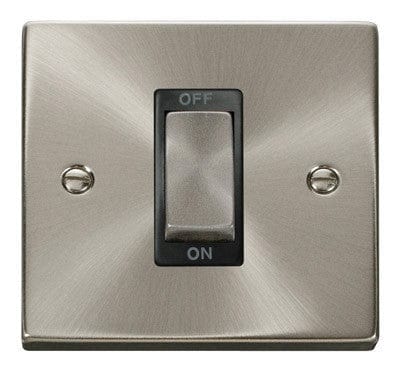 Satin Chrome - Black Inserts Satin Chrome 1 Gang Ingot Size 45A Switch - Black Trim