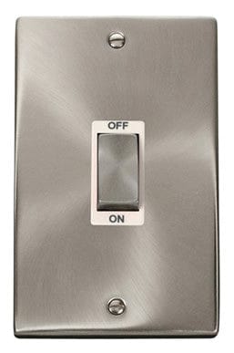 Satin Chrome - White Inserts Satin Chrome 2 Gang Ingot Size 45A Switch - White Trim