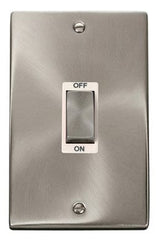 Satin Chrome - White Inserts Satin Chrome 2 Gang Ingot Size 45A Switch - White Trim