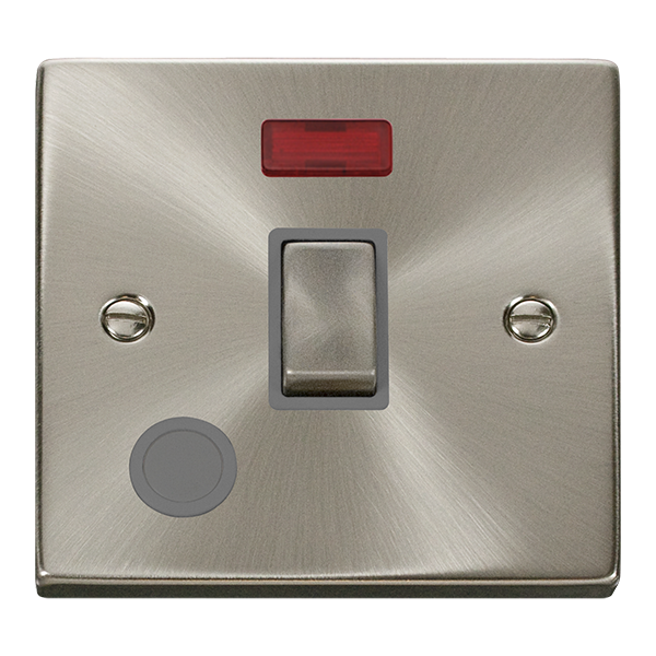 Satin Chrome - Black Inserts Satin Chrome 1 Gang 20A Ingot DP Switch With Flex With Neon - Black Trim