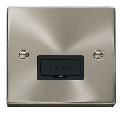 Satin Chrome - Black Inserts Satin Chrome 13A Fused Connection Unit - Black Trim