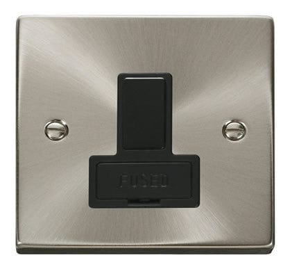 Satin Chrome - Black Inserts Satin Chrome 13A Fused Connection Unit Switched - Black Trim