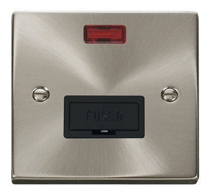 Satin Chrome - Black Inserts Satin Chrome 13A Fused Connection Unit With Neon - Black Trim