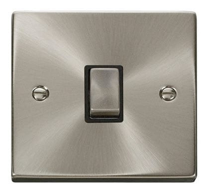 Satin Chrome - Black Inserts Satin Chrome 1 Gang 20A Ingot DP Switch - Black Trim