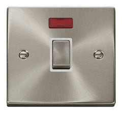 Satin Chrome - White Inserts Satin Chrome 1 Gang 20A Ingot DP Switch With Neon - White Trim